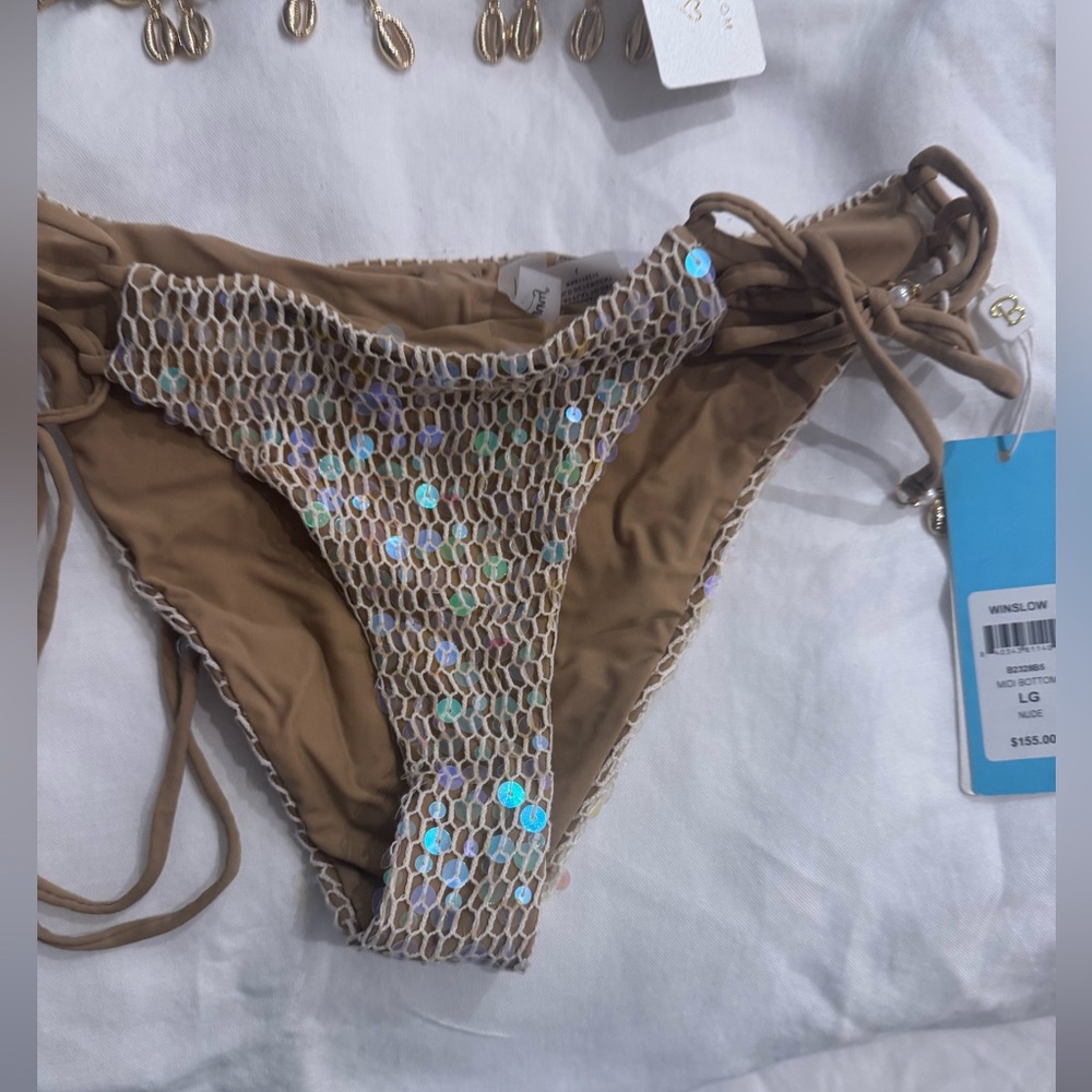 Beach Bunny Tan Bikini with Sequin Accents